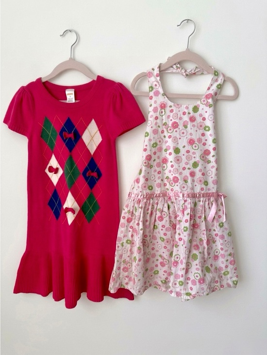 Laura Ashley Other - Laura Ashley Gymboree Girls Size 5 Dress Lot Pink Argyle Sweater Floral Halter